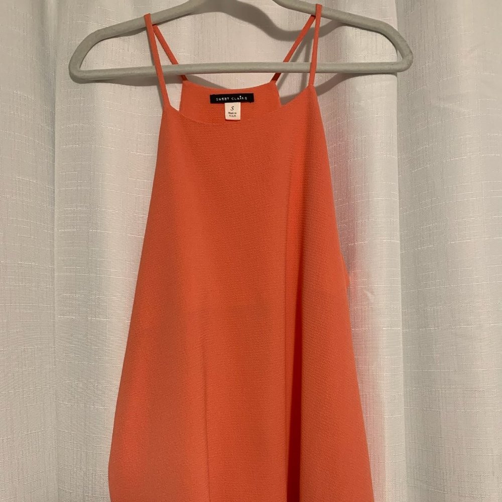 francesca's orange formal tank top size small made in the USA